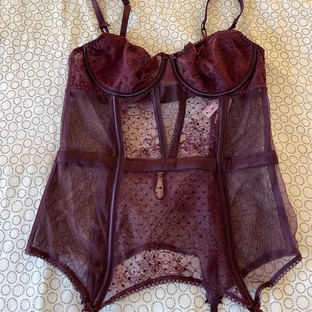 VICTORIAS SECRET Corset/Bustier/longline bra, Dark Purple - Medium